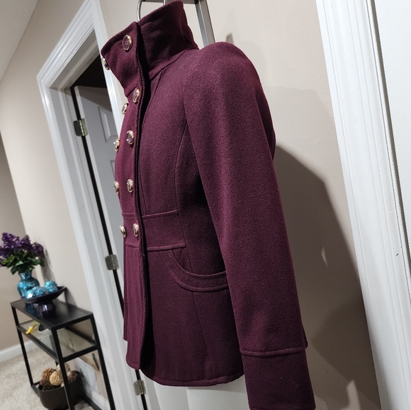 Kenneth Cole New York Double Breasted Funnel Collar Wool Blend Coat Size 14 - Picture 3 of 16